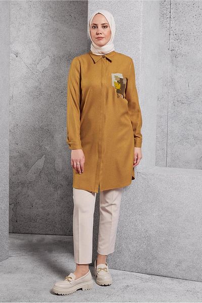 Alvina 44140 Model Patterned Tasseled Tunic