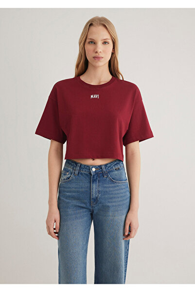 Mavi Emblémával nyomtatott piros Crop póló Crop / Short Cut 1611585 -70392