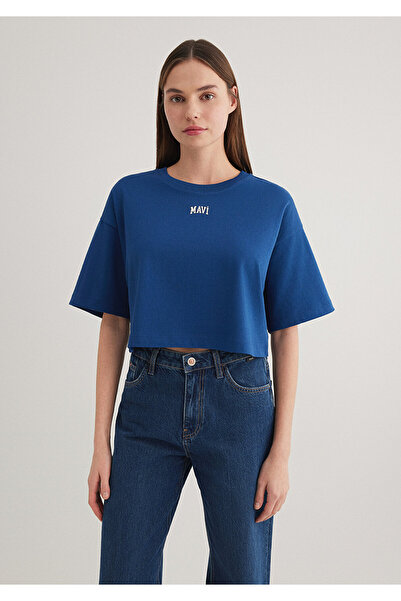 Mavi Tričko s potištěným logem Navy Blue Crop / Krátký střih 1611585 -82625