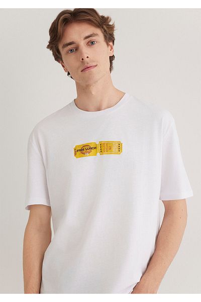 Mavi Τυπωμένο λευκό μπλουζάκι Loose Fit / Loose Relaxed Fit 0612307 -620