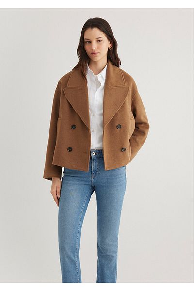 Mavi Μάλλινο Μικτό Καφέ Κοντό Παλτό Oversize / Φαρδιά Εφαρμογή 1110617 -89068