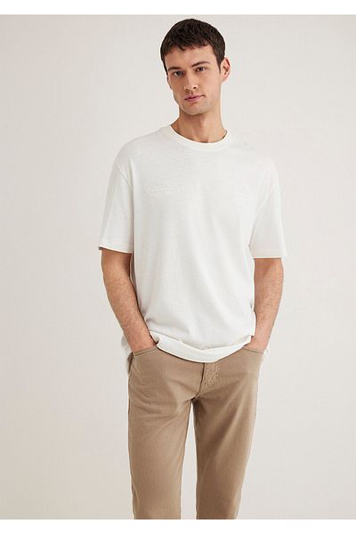Mavi Embroidery Detailed White T-Shirt Loose Fit / Loose Relaxed Cut 0612401-70057