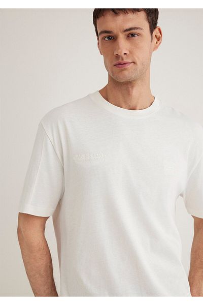 Mavi Embroidery Detailed White T-Shirt Loose Fit / Loose Relaxed Cut 0612401-70057