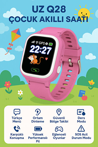 L'eDoren Uz Q28 Gps Konum Takipli 4g Destekli Akıllı Çocuk Takip Saati Sim Ka...