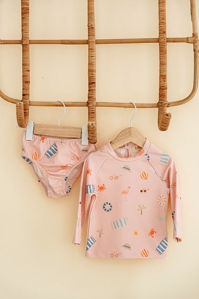 Lollie Baby&Kids Uv Protection Swimsuit Baby & Kids - Pink Beach