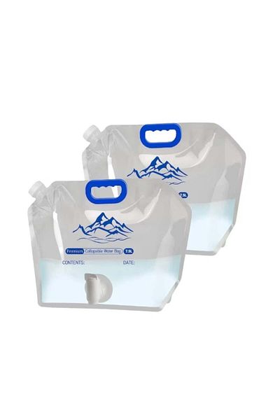 Yilako Set de 2 pungi de apă Yilako cu robinet, plastic ecologic, alb/albastru, 7,5 l