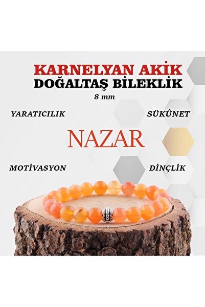 OSMANLI DOĞAL TAŞ Sertifikalı Karnelyen Akik Doğaltaş Bileklik 8 Mm, B892