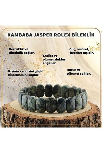 OSMANLI DOĞAL TAŞ Certified Kambaba Jasper Natural Stone Rolex Bracelet 15 Mm - B151