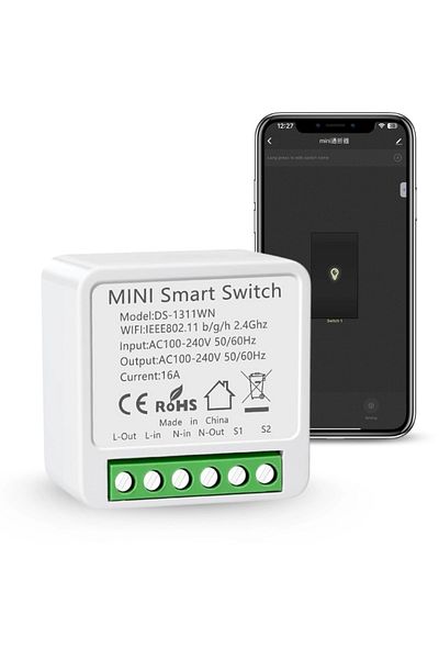 iUni Switch, Ds2 Wifi Smart Relay, Wifi, 16a, Smart Life / Tuya App, Programmable, Voice Control