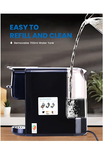 sonashi آلة صنع قهوة متعددة الكبسولات 3 في 1 بقوة 1400 واط ومكواة بخار محمولة باليد بقوة 1100 واط