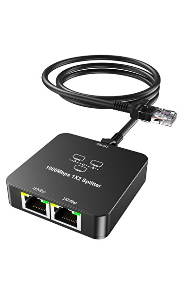 Datastar Ethernet Kablosu İle Ethernet Bölücü 1000 Mbps 1 x 2 Splitter Adaptör