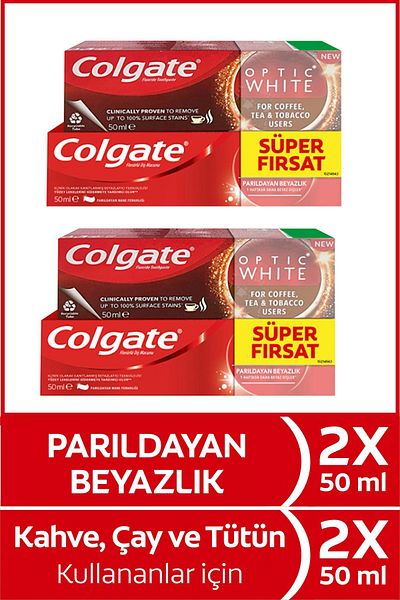 Colgate Optic White 50 ml X 2 Paper Plus Shimmering Whiteness 50 ml X 2