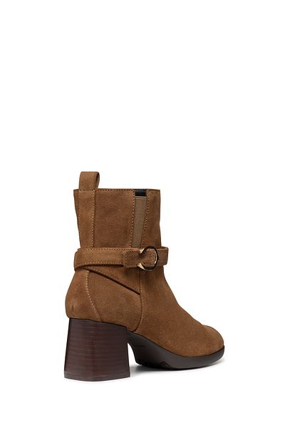 Geox Women's Tan Walk Pleasure Zippered Thick Heeled Suede Leather Boots D46Xba00022C6372