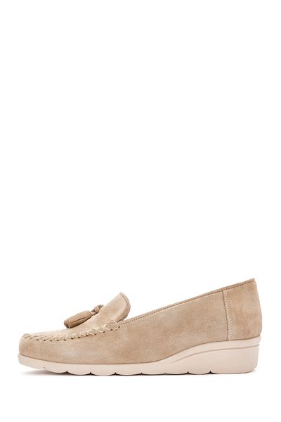 Derimod Beige Leather Comfort Women's Loafer - 24sfd 411310