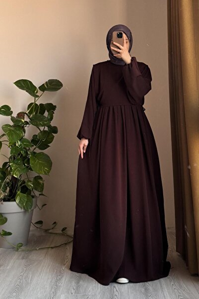 ANDE Yelekli Elbise -Kızıl Kahve