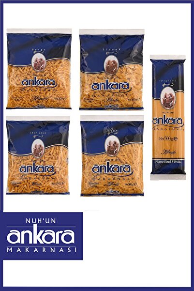 Nuh'un Ankara Makarna Sepeti 500 gr x 5 Adet (Spagetti, İnce Uzun, Fiyonk, Burgu, Erişte)