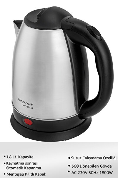 AVOX Awox Armada Water Heater Kettle 1.8 Lt. Inox