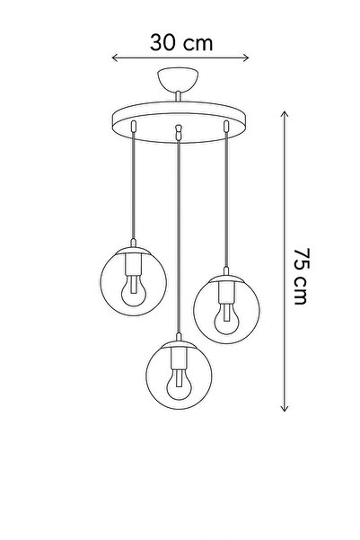 İstanbul Avize Sarkıt 3'lü Siyah Füme Glop Camlı Avize