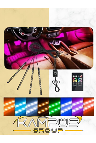 CARFACE Araç Içi Aydınlatma Kumandalı Müziğe Duyarlı 12 Led Ayak Altı Led - 7...