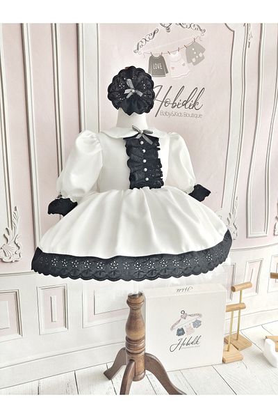 Hobidik Rochie pufoasă cu festonată neagră pentru fetiță