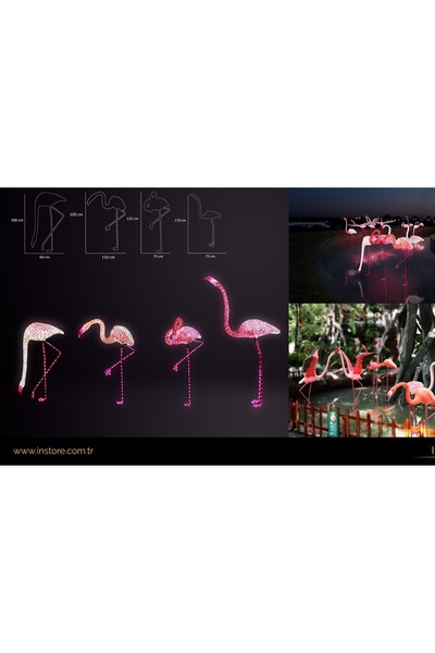 Led Işıklı 3 Boyutlu Flamingo 170 Cm