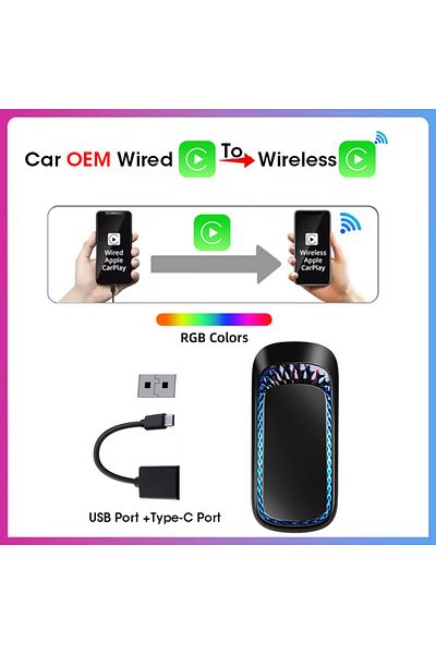Choice Carplay Ai Box Caraibox Rgb Colorful Wireless Carplay And Android Auto Mini Smart Box Bluetooth Wifi