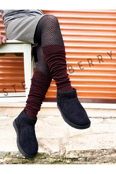 STEPPE BERRY Burgundy Modern Woolen Leggings