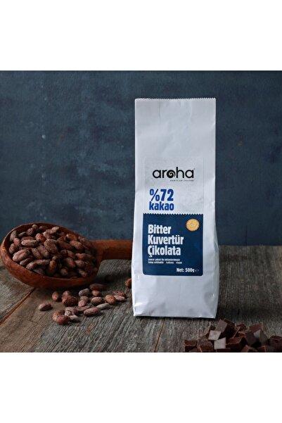 AROHA %72 Kakao Bitter Kuvertür Çikolata - 500 G