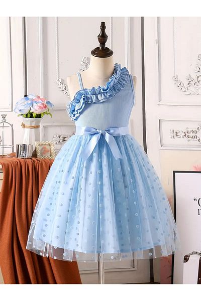 miço kids Rochie de vară cu buline pentru fete cu volane