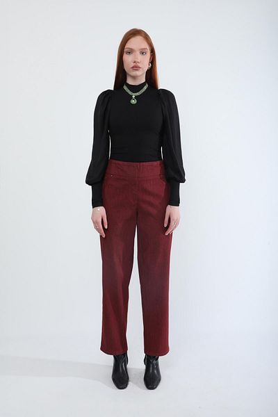 Bluewhite Pantaloni elastici elastici de damă - Claret Red Toncaolu