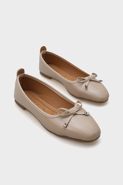 Capone Outfitters Hana Trend ráncos mintás barna női balerinák