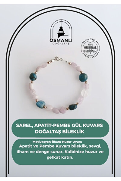 OSMANLI DOĞAL TAŞ Sarel, Apatit-pembe Gül Kuvars Doğaltaş Bileklik