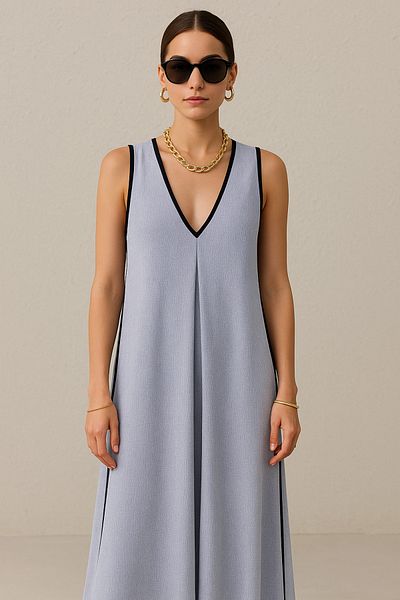 MYMİSİY Rochie de in cu decolteu in V - Albastru