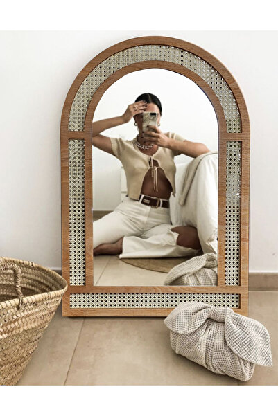 arykanda Simena Dresuar Aynası - Hazeran Rattan Ayna - Ahşap Duvar Aynası
