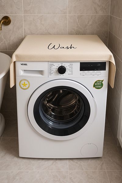 Hanles Off White Wash Embroidery Embroidered Washing Machine Cover Bathroom Decoration Organizer
