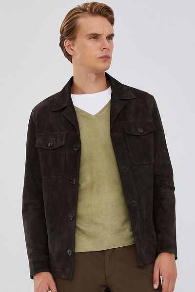 Derimod Men's Suede Blazer Jacket - Brown, Leather, Icardi 23wgd650710