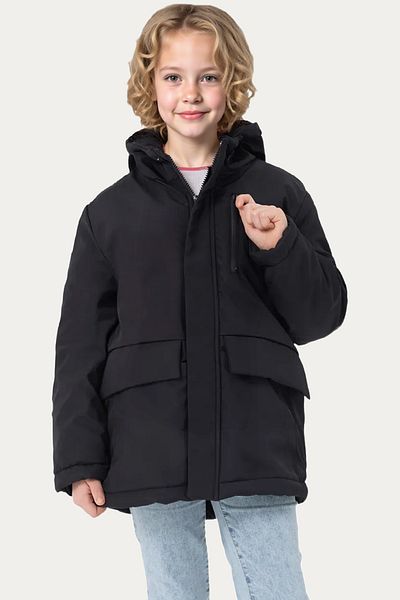 Riverstorm Girls' Black Hooded Winter Parka with Fur Inside - Waterproof and Windproof, 3 Pockets
