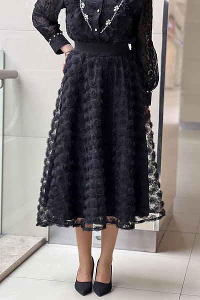 Mahal Zipper Detailed Rose Tulle Skirt
