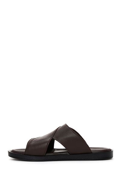 Derimod Men's Brown Leather Slippers - 24sfd6252ft