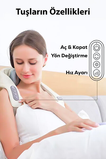 Arfseb Ovmalı, yoğurmalı ve ısıtmalı Masaj Aleti-Boyun, sırt ve omuzlar için İdeal