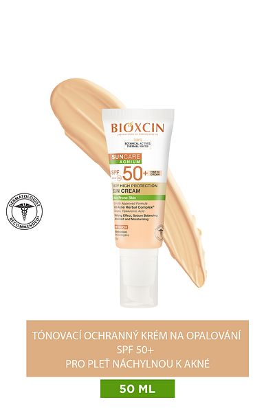 Bioxcin Sun Care Tónovaný opalovací krém pro pleť se sklonem k akné 50 Spf - Tónovaný, akné, suchý dotek, matný - 50 ml