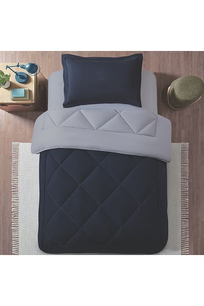 Donetella 2-Piece Comforter Set – Single Size 170x230 cm, Microfiber, Solid Quilted 350 Gsm Filling