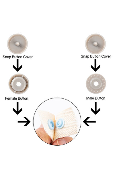 SeraSelin 100 Adet Plastik Çıtçıt Siyah Çıtçıt T5=12,4 Mm Dikişsiz Kolay Takılır Siyah Çıt Çıt Seti