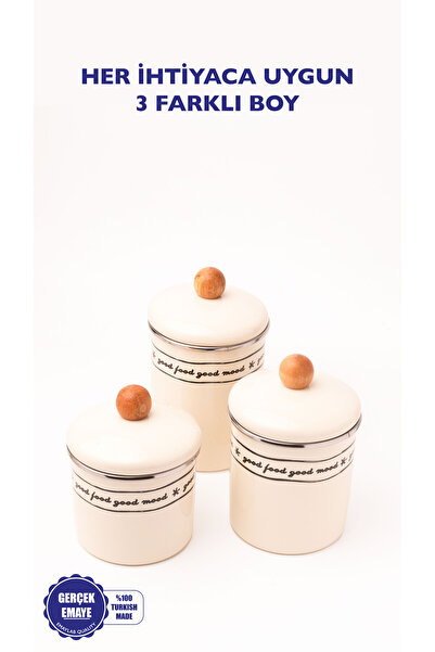 EMAYlab Mood Wooden Top Enamel Jar/Spice Holder Set