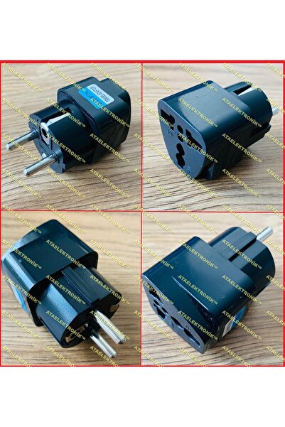 ATAELEKTRONİK Siyah Renk - Amerikan Ingiliz Türkiye Elektrik Priz Fiş Çeviric...