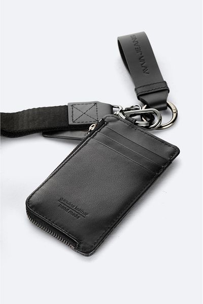 Avva Black Men's Leather Wallet - With Strap, Gift Box, 100% Leather B 009565