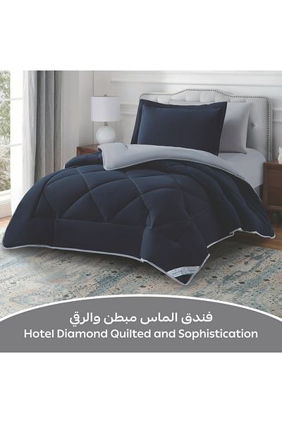 Donetella 4-piece Comforter Set – Single Size 170x230 Cm, Microfiber, Solid Quilted 350 Gsm Filling