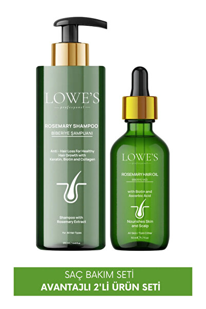 Kozmetik Biberiye Şampuanı ve Biberiye Yağı Saç Bakım Seti