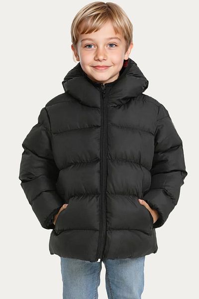 Riverstorm Boy's Black Puffer Jacket - Fleece, Hooded, Waterproof and Wind Resistant