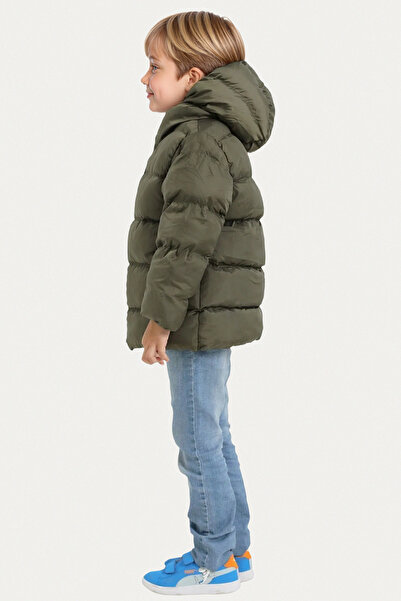 Riverstorm Chlapecká zimní bunda - barva khaki, fleece, kapuce, voděodolná a odolná proti větru